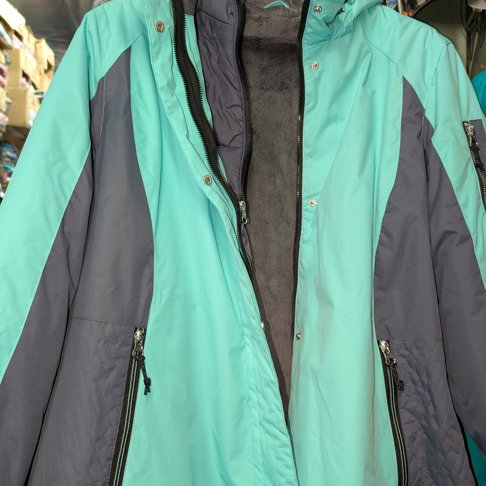 Free Country Women's Aqua and Charcoal Ski Jacket